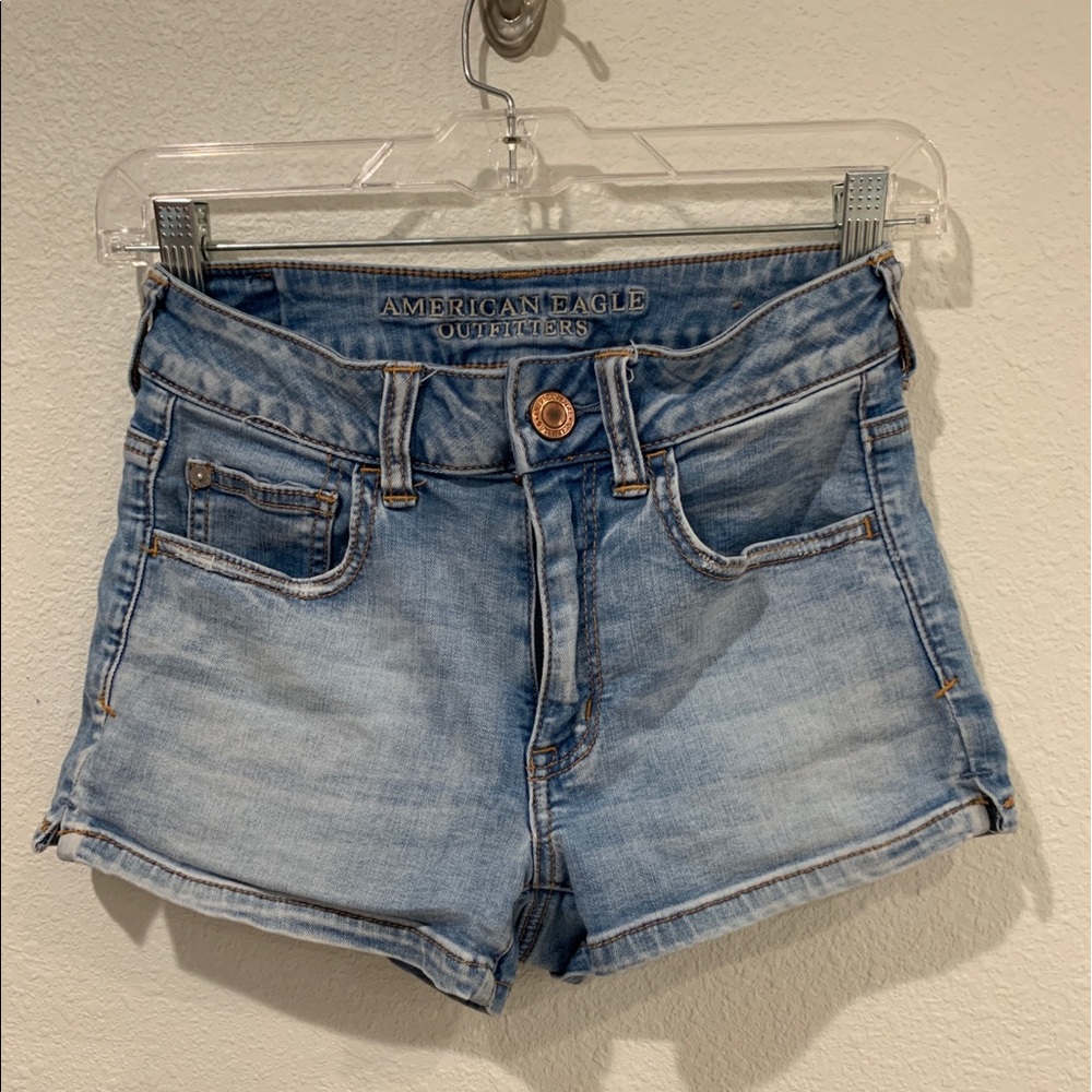 American Eagle High Rise Shortie Jean Shorts